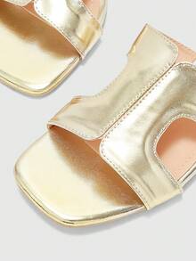 CUCCOO BIZCHIC Women's Fashion Daily Wear Slip-On High Heel Sandals - Gold - View 4