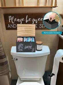 1个大容量双层木质收纳盒，带盖，多色可选，可拆卸隔板，现代女性餐巾纸收纳盒，适用于女性、女孩卧室、浴室台面，整理收纳盒 - 彩色 - 查看 8