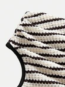 SHEIN Girlism Tween Girls T-Shirt Co-Ords Knit Textured Striped Elegant Casual Asymmetric Shoulder Short Sleeve Lace T-Shirt And Skirt Set - Multicolor - View 8