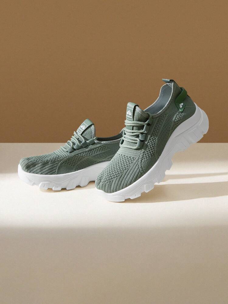 CUCCOO EASI Lightweight And Breathable Fly-Woven Mesh Shoes, Women's Thick-Soled Heightening Chunky Sneakers, Student Versatile Casual Sports Running Shoes