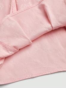 Olithes Women's Elegant French Style 2026 Spring/Summer Daisy Jacquard Pink Bow Backless Pleated A-Line Mini Dress Pink Dress Jacquard Pink Dress Spring Dress Floral Dress Tea Party Dress - Pink - View 4