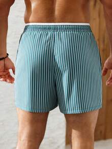ZELFYO 男士抽绳腰带条纹口袋沙滩短裤 - 彩色 - 查看 2