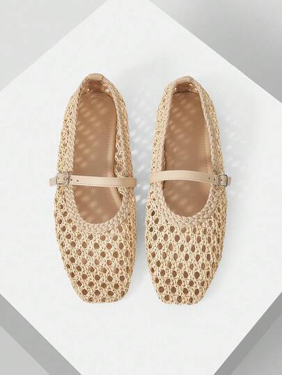 Mnmlis Sapatos Planos Femininos Novos de Moda, Respiráveis e com Malha Vazada