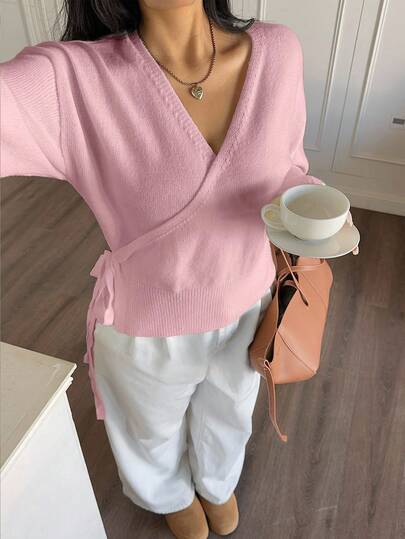 Sunnyshic 플러스 사이즈 여성용 하이 스트레치 핏 타이-보우 니트 가디건, 데일리 출퇴근, 실내외 착용에 적합, 최고의 크리스마스 선물, 봄, 여름, 가을, 겨울, 봄/가을, 가을/겨울