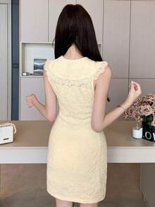 DAZY Frühlings- und Sommer-Bodycon-Kleid im Stil einer gelben Weste, elegant für Valentinstag, Hochzeit, Party, formelle Anlässe, Modeveranstaltungen, Büroalltag - Beige - Übersicht 6