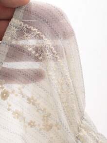 DAZY Women's Square Neck Cinched Waist Long Sleeve Cropped Lace Blouse - Green - View 7