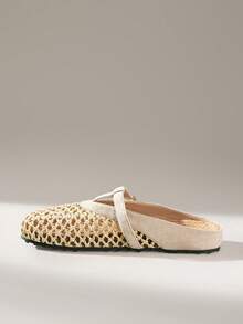 Solecia Giày nữ mùa xuân hè kiểu dáng mới, hình chữ T có trang trí, mũi tròn, thoải mái và đơn giản, giày bệt nữ đi nghỉ mát, không thể thiếu cho việc đi làm, phong cách thường ngày và đa năng. - Màu be - Xem 6