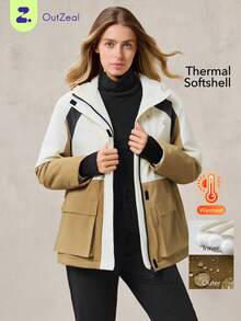 OutZeal 女士防水防风绗缝多口袋户外夹克，适合滑雪、徒步等秋冬季穿着 - 彩色 - 查看 1