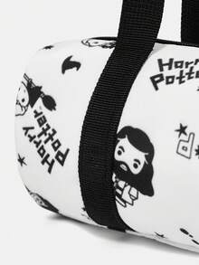 HARRY POTTER X SHEIN 1pc Versatile Letter & Cartoon Pattern Shoulder Bag Suitable For College Students, Formal Events, Parties, And Daily Outings - Black and White - View 4