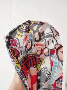 Paul Frank X SHEIN Plus Size Women's Cartoon Gorilla Print Short Sleeve Top, - Multicolor - View 7