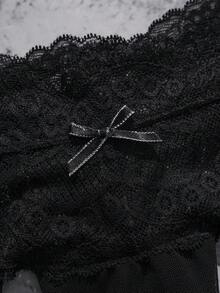 3pcs/Set Women's Black Lace Splice Comfortable Sexy Thong Panties - Black - View 7