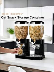 1 Peça Dispensador de Cereais de 2L com Duas Xícaras, Recipiente de Armazenamento de Alimentos Secos, Dispensador de Aveia, Nozes, Doces, Caixa de Armazenamento de Cereais para Escritório, Casa, Festa e Reunião - CAIXA - Visão 3