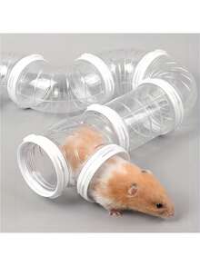 18 Piece Set Of Hamster, Sand Rat, And Guinea Pig Tunnel System With Lock Connecting Tube - Transparent PVC Modular Small Animal Cage, Easy To Assemble Hamster Tunnel For Training And Foraging - Suitable For Hamster Cages, Fish Tanks, Rodent Nests, Guinea Pig Supplies, Hamster Accessories - Multicolor - View 4