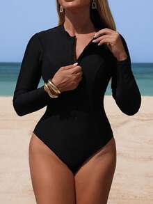 Swim Mulvari 3pcs Women's Long Coverage Wrap Burkini Set, Mature Lady Style, Suitable For Beach, Party, Holiday - Black - View 4