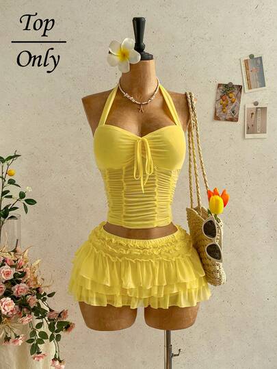 Soleia Plus Size New Vacation Knit Bow-Tie Top For Women,Summer Outfits,Spring Clothing,Festival Outfits For Women ,Beach Outfit For Women,Holiday Outfits For Women ,