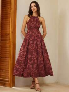 Aveloria Rosie 复古简约优雅女士连衣裙，奢华高端设计，质感提花面料，适合度假穿着 - 彩色 - 查看 2