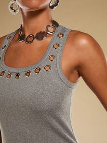 Normani Grey Cropped Sleeveless Top - Grey - View 4