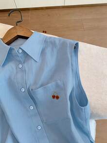 Airaco Bộ đồ nữ mùa hè kiểu dáng thường ngày, áo tank top và quần short màu trơn, gồm 2 món. - Màu xanh nhạt - Xem 3