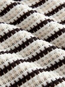 SHEIN Girlism Tween Girls T-Shirt Co-Ords Knit Textured Striped Elegant Casual Asymmetric Shoulder Short Sleeve Lace T-Shirt And Skirt Set - Multicolor - View 10