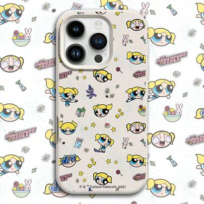 THE POWERPUFF GIRLS X SHEIN 这款飞天小女警1卡通图案大孔液体防摔手机壳，采用硅胶材质，可作为节日礼物赠送，适用于iPhone 12、13、14、15、16 Pro/Pro Max/14、15、16 Plus/17，男女皆宜。