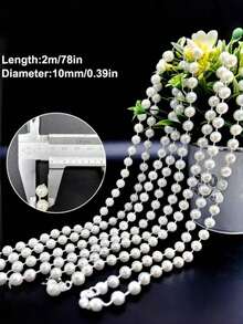 2-Pack Luxury Faux Pearl Bead String (2M & 10M Lengths) | Faux Pearl Garland, Round Pearl Chain For Wedding Arch, Backdrop, Curtain, Bridal Shower, Birthday Party & Festival Decor | DIY Craft Supplies, Cut-To-Size Without Fraying, Reusable, Elegant Home Decoration | Bulk Wholesale, Premium Quality - Beige - View 17