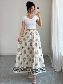 Elenzga 女士全印花休闲百搭约会/旅行迷你裙 - 彩色 - 查看 5