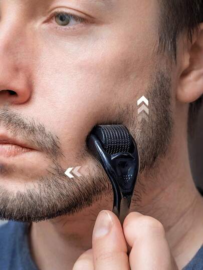 1 chiếc lăn kim Derma Roller bằng thép không gỉ 0,25mm dùng cho kích thích mọc râu, chăm sóc da, thiết kế unisex, tăng cường hấp thụ serum, kích thích nang tóc giúp râu mọc dày hơn, sử dụng tại nhà.