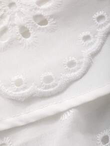 DAZY Textured Jacquard Deep V-Neck Ruffle Waist Maxi Skirt Dress, Elegant Summer Holiday Long Dress For Women - White - View 8