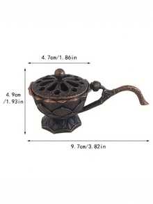 1个手持莲花香炉迷你黄铜便携式香炉小巧设计优雅花卉图案家居装饰冥想瑜伽客厅卧室办公桌装饰生日礼物母亲节情人节香薰配件禅意装饰香炉棒架 - 均碼 - 查看 6