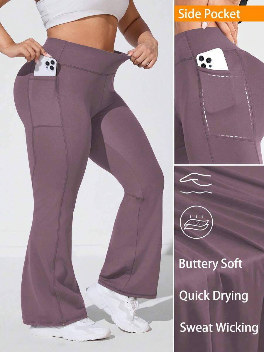 Rhythm Era Quần legging thể thao nữ cỡ lớn, màu trơn, có túi, kiểu dáng thường ngày, đa năng. - Bold Plum - Xem 1