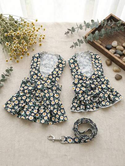 PETSIN Pet Chest And Back Skirt, Cat Traction Strap, Animal Collar Set, Pet Supplies Strap Skirt, Dog Walking Princess Skirt, Pet Chest And Back Skirt+Rope Sweet