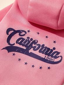 PETSIN 1 Star Letter Printed Pet Pink Sports Style Thick Warm Spring And Autumn Pet Clothing Hoodie - Pink - View 3
