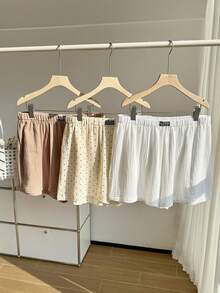 SHEIN EZwear 3条装加大码女式休闲波点印花宽松柔软棉混纺短裤，适合户外、日常、派对、通勤、音乐节、返校、度假、街头风、居家休闲、咖啡馆漫步、城市闲逛等场合，咖啡色、杏色可选。 - 彩色 - 查看 5