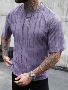 SLATEMANN Men's Casual Ripped Short Sleeve T-Shirt, Summer - Purple - View 6