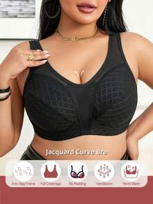 SHEIN 1pc Plus Size Wireless Comfort Bra - Black - View 9