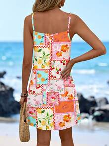 SHEIN LUNE Vestido mini de punto con tirantes finos, adecuado para el verano - Multicolor - Ver 5