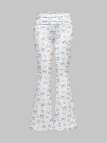 ROMWE Kawaii [Đồ lót] Bộ 2 món gồm áo hai dây gợi cảm, dây đeo, cạp thấp và quần ống loe dành cho nữ. - Màu xanh lam - Xem 7