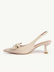 CUCCOO CHICEST Women Shoes Nude Bow Shoes, Thin Heels, Empty Pointed High Heels Women's Shoes - Apricot - View 5