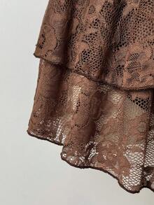 EgrlEra 2件套女士棕色蕾丝浪漫度假装 - 棕色 - 查看 8