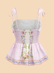 Travachic Women's Floral Pattern Twist Shoulder Camisole Top - Purple - View 2