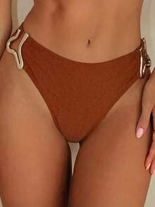 Swim Chiccia Bộ bikini quây ngực gợi cảm bằng vải ánh kim dành cho nữ, thích hợp cho kỳ nghỉ biển. - Rỉ Nâu - Xem 5