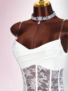 Amplova Women's Sexy Mini Dress, Pure White, Suitable For Wedding Season, Bridesmaid And Bride Outfit, Revealing Waist, Pleated Strapless Mini Dress - White - View 4