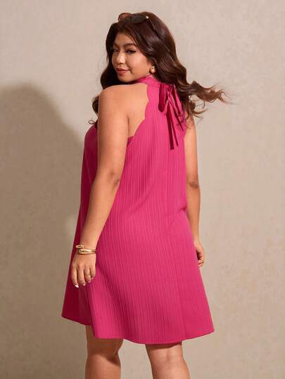 Elaquor Vestido de línea A sin mangas con adorno de concha para tallas grandes