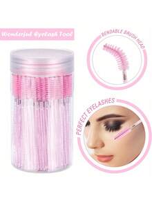 Brochas para pestañas, brochas para máscara (con contenedor), brochas desechables flexibles para cejas, brochas para extensiones de pestañas, brochas para cejas, brochas con aceite de ricino (no todos los SKU tienen botellas) (varios colores disponibles) - Rosa - Ver 4