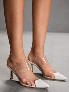 CUCCOO SZL Women's Fashionable Elegant Pointed Toe Transparent Strap Pumps Spring Shoes - White - View 9