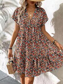 SHEIN LUNE 大码女式短袖碎花度假连衣裙 - 彩色 - 查看 1