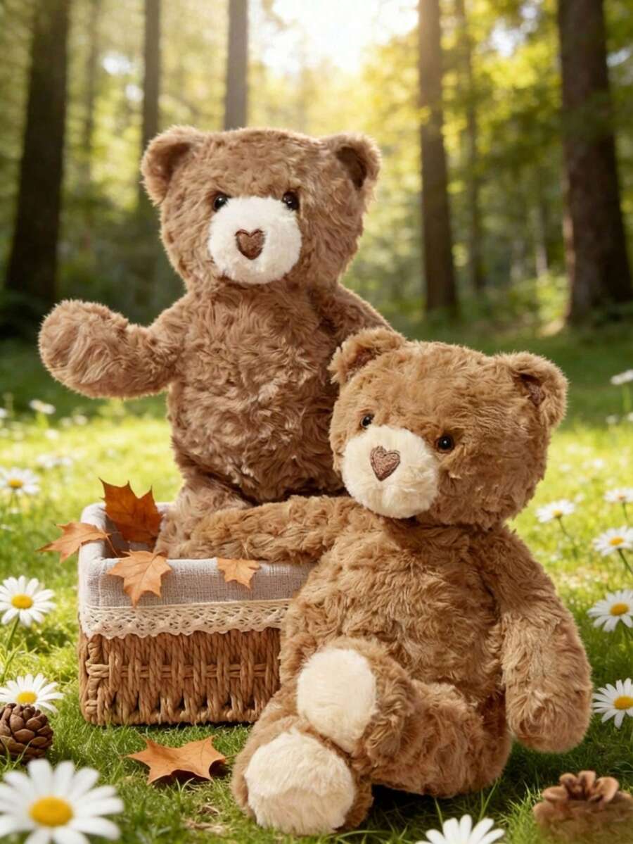 POKOJA LAND 可爱心形小熊毛绒玩具，卡哇伊小熊填充动物，深棕色和浅棕色，超级柔软可爱，适合男孩女孩生日庆祝节日礼物和家居装饰 - 彩色 - 查看 1
