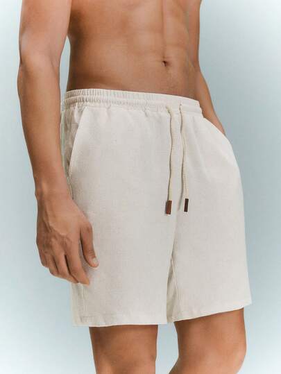 Driftmere 宽松男士纯色斜口袋抽绳腰短裤