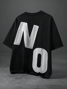 PAVTROS Men's Casual Letter Embroidery Round Neck Short Sleeve T-Shirt, Summer - Black - View 3