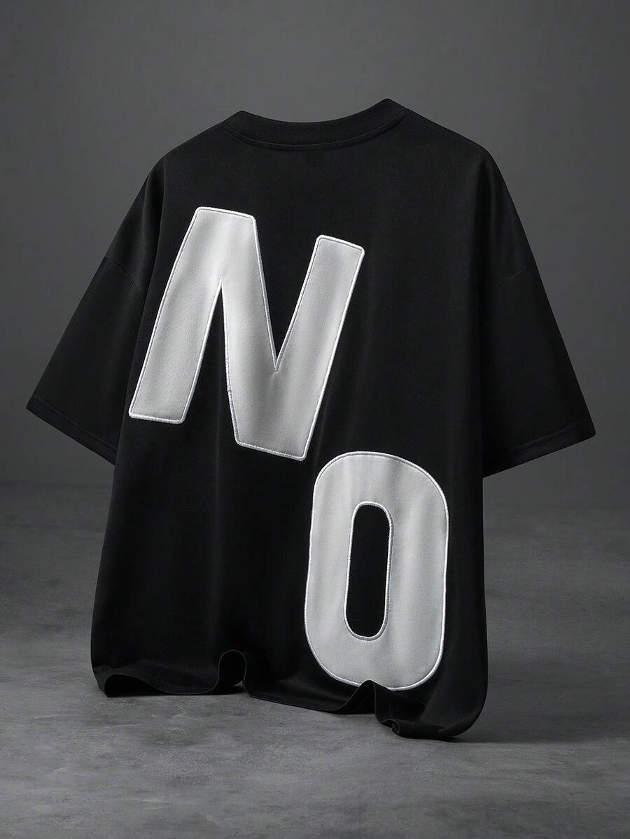 PAVTROS Men's Casual Letter Embroidery Round Neck Short Sleeve T-Shirt, Summer - Black - View 1